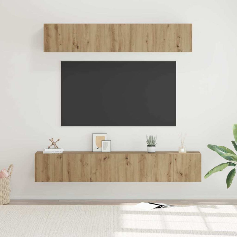 TV Cabinet Set 5 Pcs Medium, 30cm H x 80cm L x 30cm W, Artisan Oak