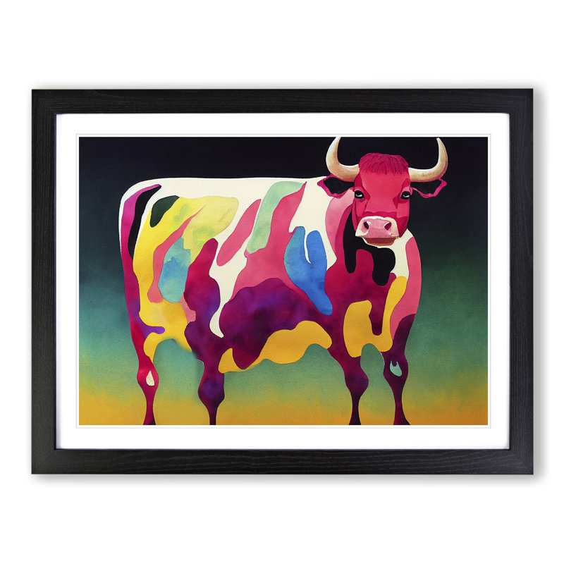 Colourful Cow Vol.6 Abstract - Framed Print, Black, 46cm H x 64cm W x 2cm D