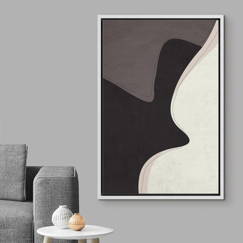 " Abstract Alternating Dark & Beige Shape ", White, 36" H x 24" W x 1.5" D