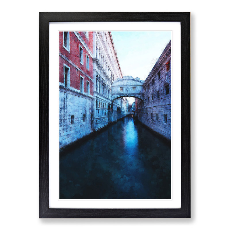 Bridge of Sighs in Venice Italy - Picture Frame Painting, Black, 36cm H x 27cm W x 2cm D