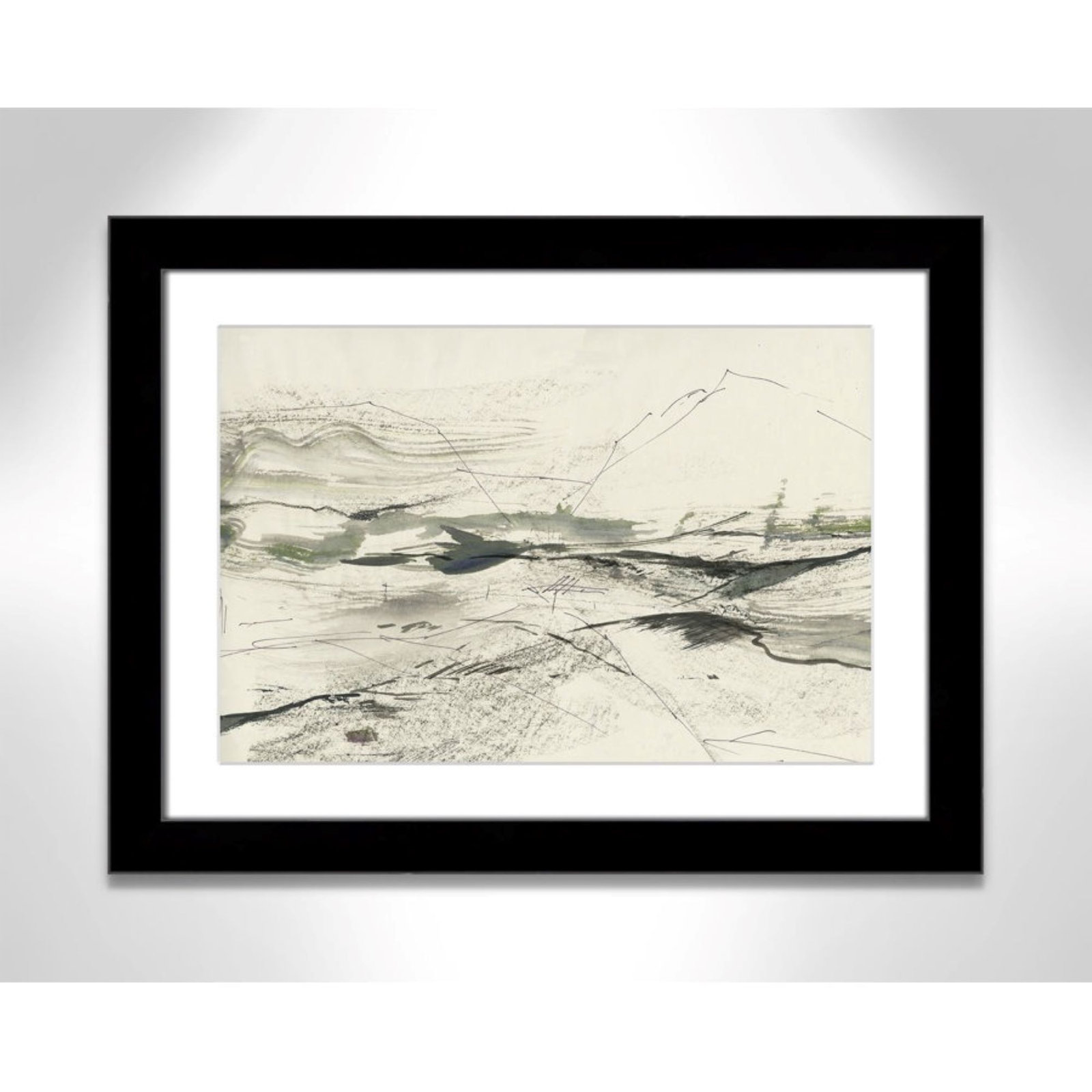 Green Sketches by PI Studio, Black Cube Picture Framed, White, 18.5" H x 24.5" W x 1.25" D