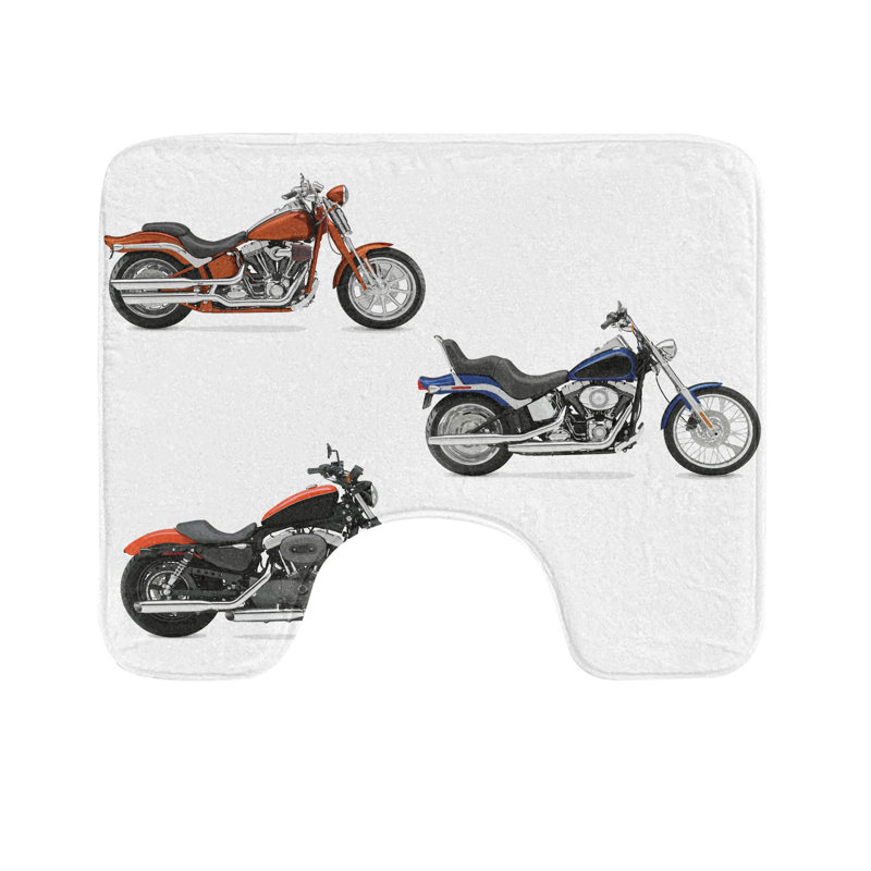  Tapis de salle de bain en U pour moto 20 "x 16" Orange Noir