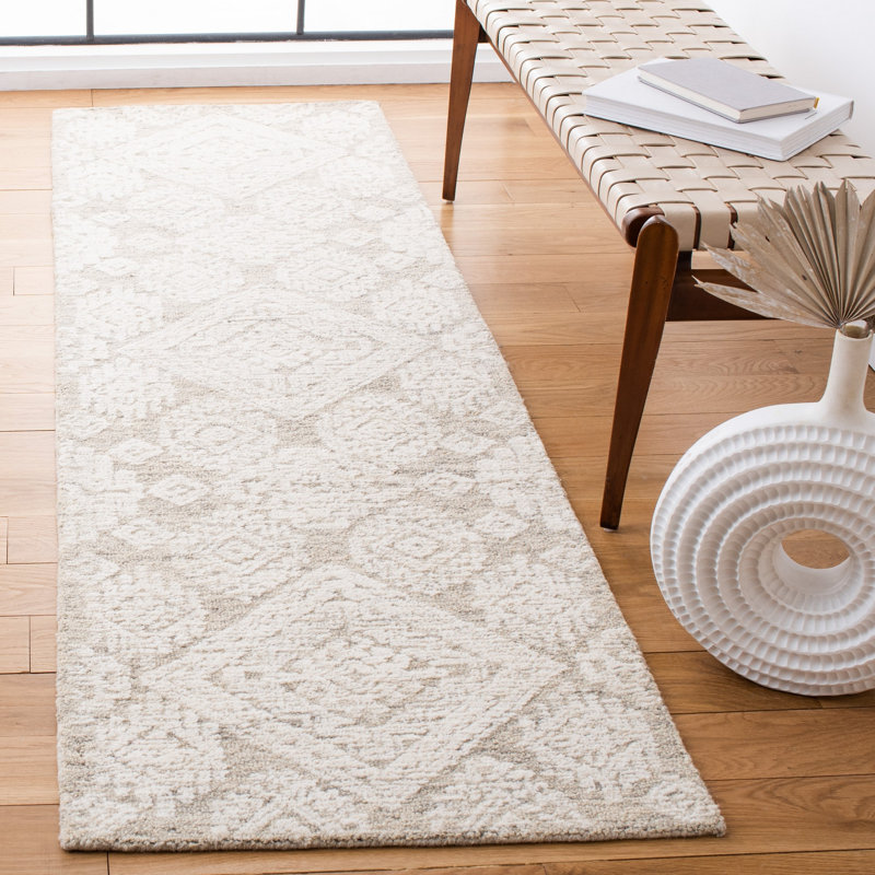 Metro Hand Tufted Indian Wool And Cotton With Latex Geometric Rug, Runner 2'3" x 8'