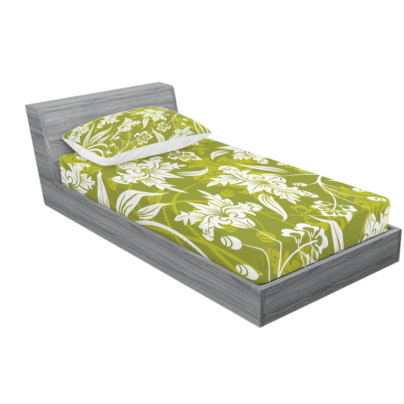 Microfiber Floral Sheet Set, Twin Sheet Set with Fitted Sheet