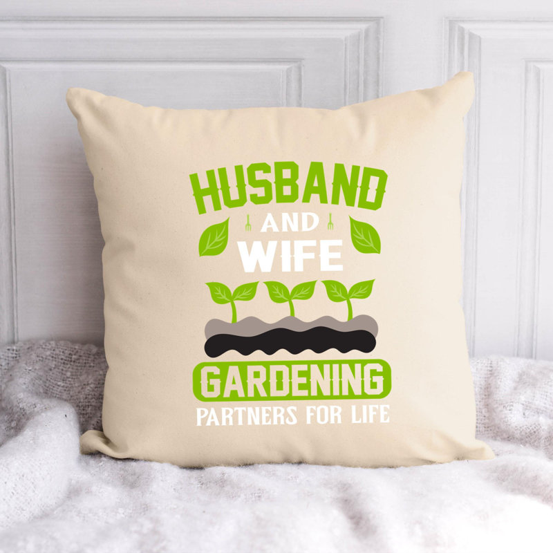 Citation amusante «Garden Lover» 878 - Coussin décoratif inclus, H 16 po x l 16 po