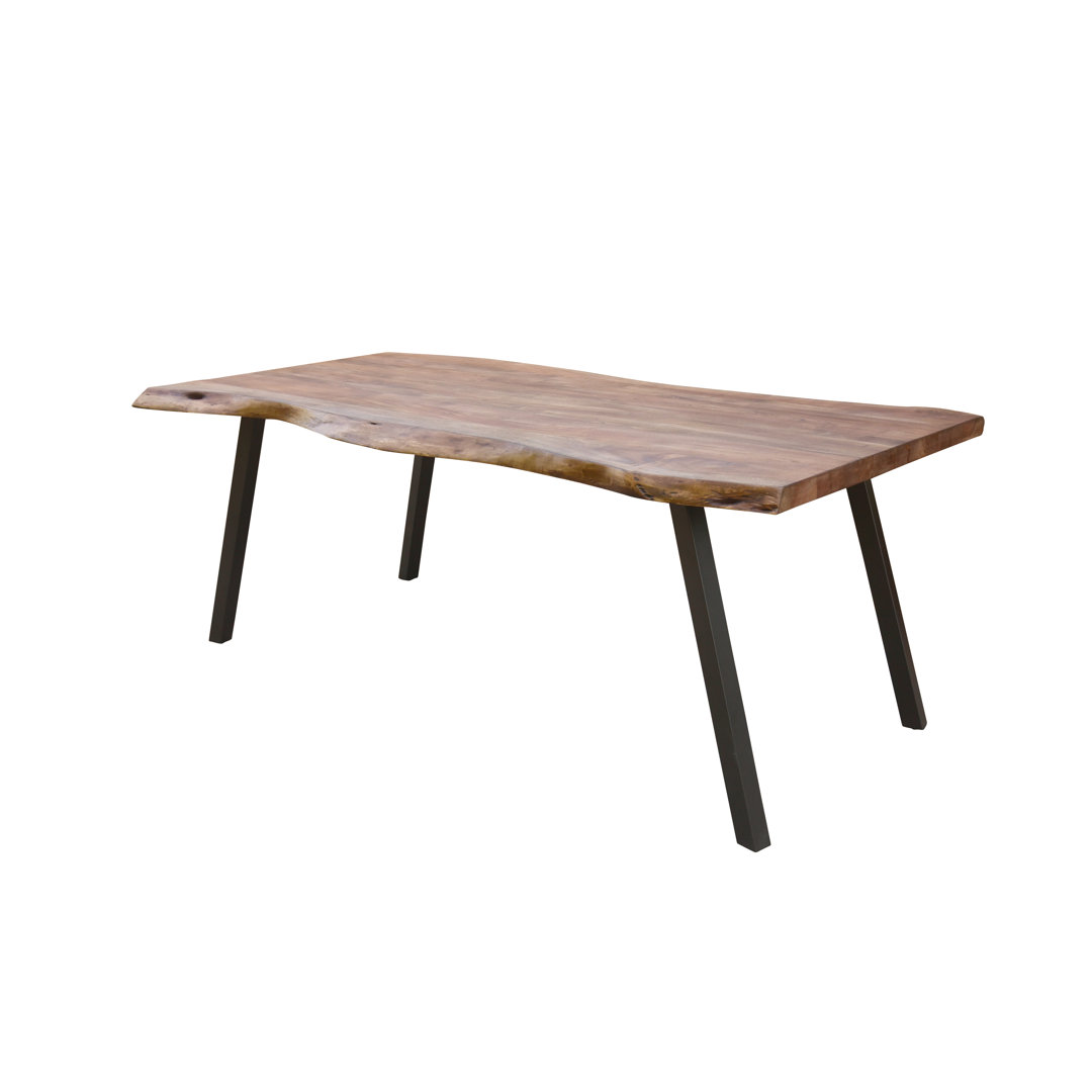 Laub Acacia Solid Wood Top Metal Base Dining Table Loon Peak®