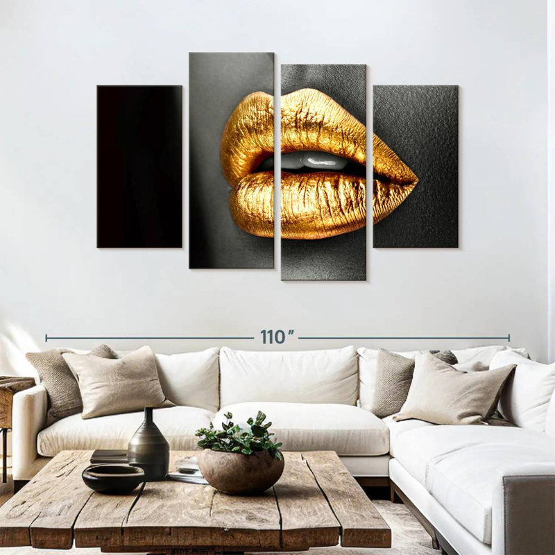 Shuttleworth Gold Metallic Lips, 54" H x 84" W