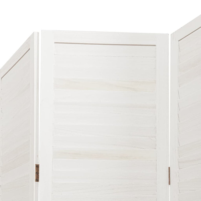 Paravent en bois massif 4 panneaux Paulownia, Blanc, 70.9" H x 70.9" W x 0.63" D