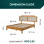 Structure de lit Neil avec tête de lit en bois d'hévéa et en rotin - design minimaliste élégant japonais, fabrication robuste, assemblage facile - grand, brun teck-881668009-881668054