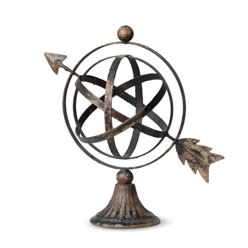 Sculpture armillaire en fer, H 9,6 po x l 7,9 po x P 5,3 po