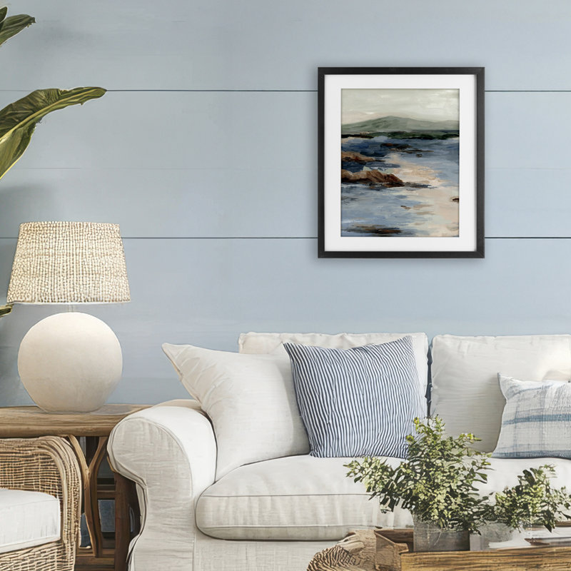 Crashing Tides Seascape, reproduction d'art sous verre, conception de Jacob Q, H 21 po x l 17 po, Cadre noir minuit