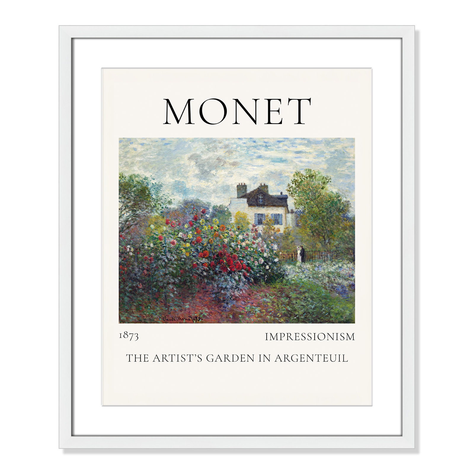 Artists Garden in Argenteuil Print by Claude Monet, Yes, 25.5" H x 21.5" W x 1.25" D, White Single Picture Frame