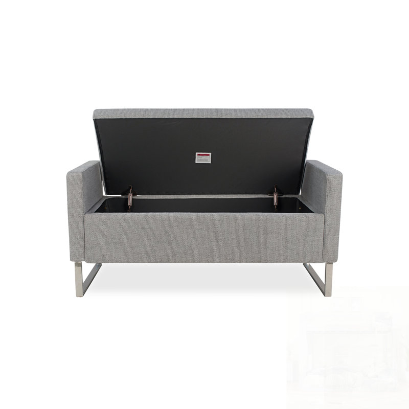 Repose-pieds rembourré moderne avec grand rangement, base en métal pour la chambre à coucher et le salon, banc d'entrée multifonctionnel