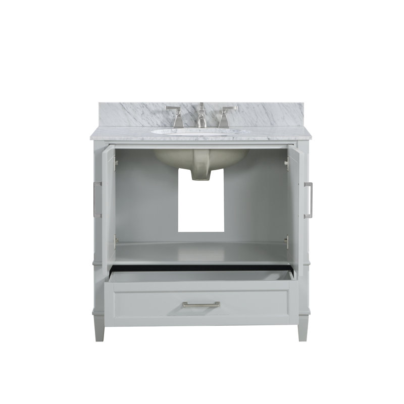 Montauk 36'' W Single Vanity, Morning Fog Gray, White Granite