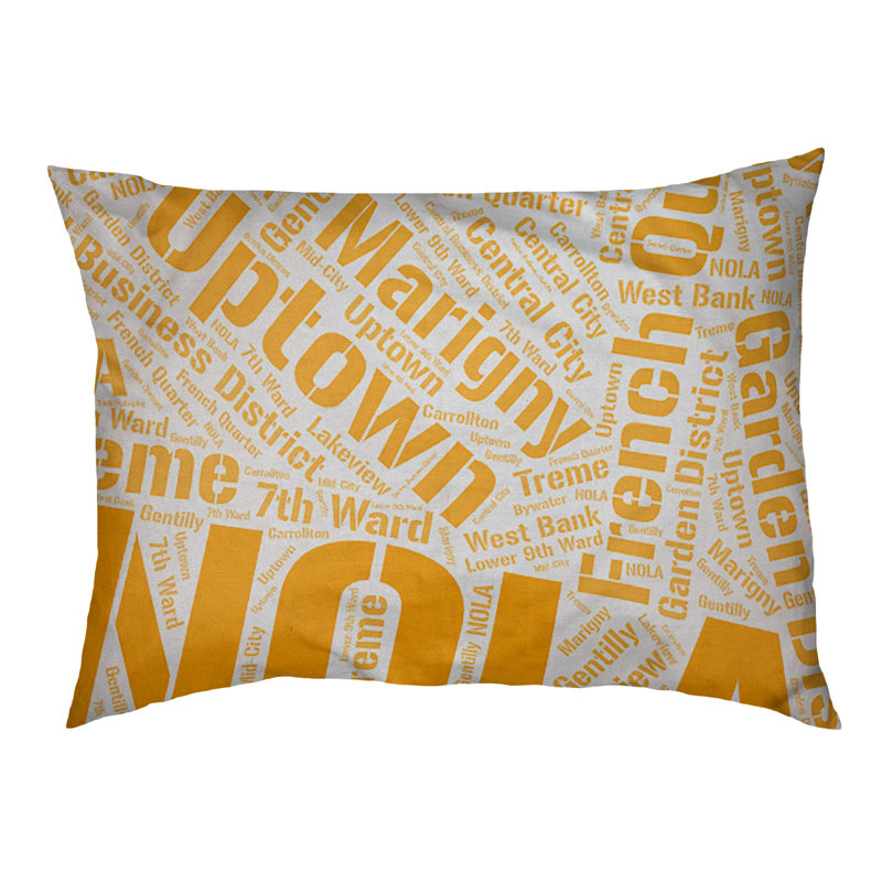 Coussin de chien « districts », Grand (l 40 po x P 30 po x H 14 po), Orange, Nouvelle-Orléans