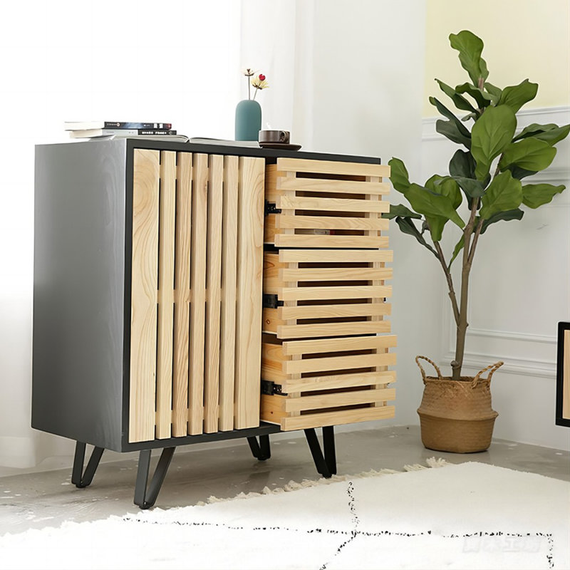 Modern Black Solid Wood Sideboard