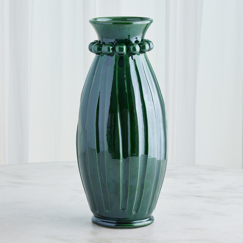 Vase de table en faïence faite à la main H 20 "Pearl
