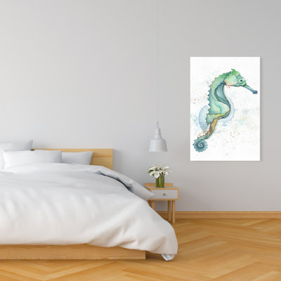 Sea Horse Turquoise Canvas | Aquatic Home Decor Art
