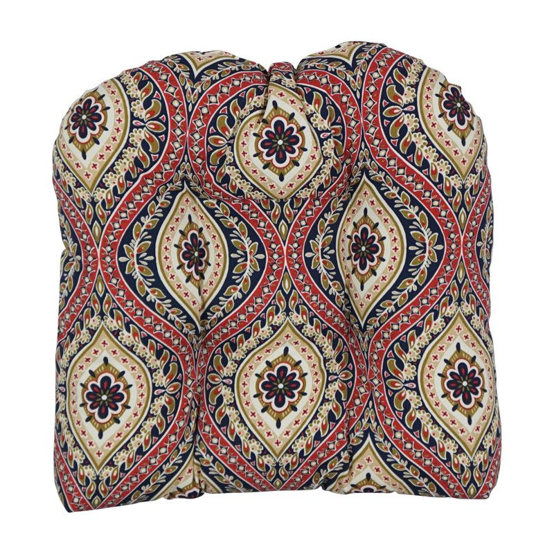 19-Inch Rounded Back Outdoor Chair Cushions (Set Of 4), Red/Tan/Jasmina Lakewood Moroccan