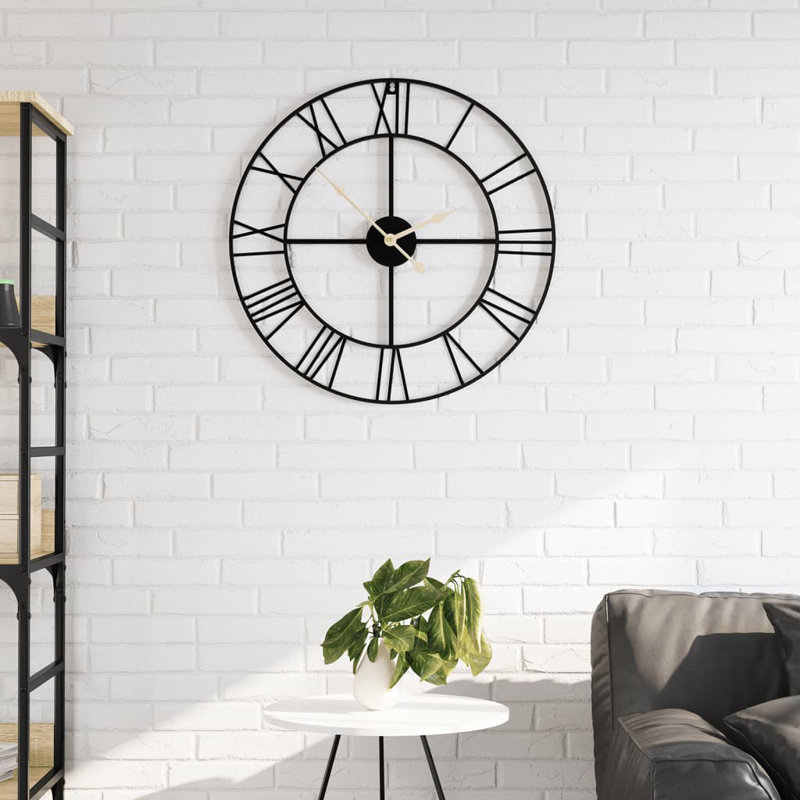 Arikara Metal Wall Clock, 50cm H x 50cm W x 1cm D, Black