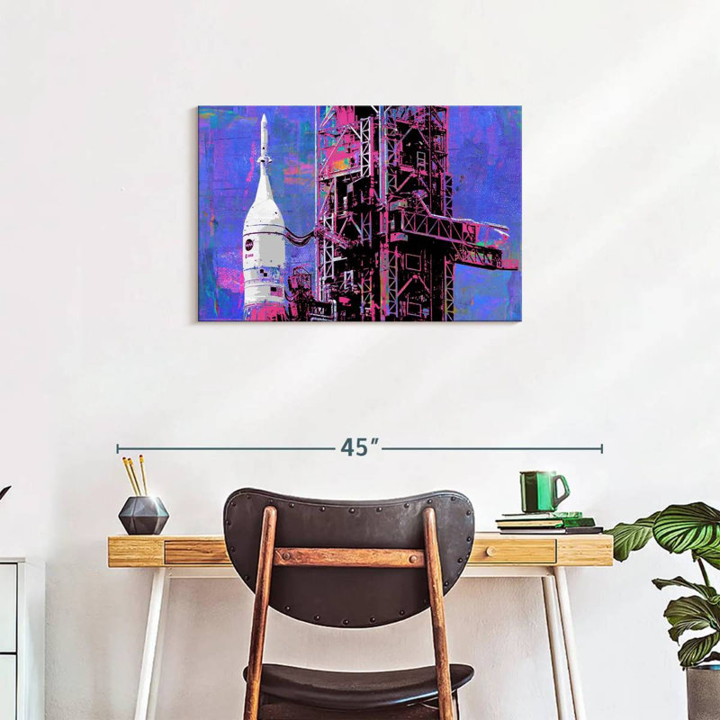 Oberle Moon Rocket And Gantry Tower, 20" H x 30" W