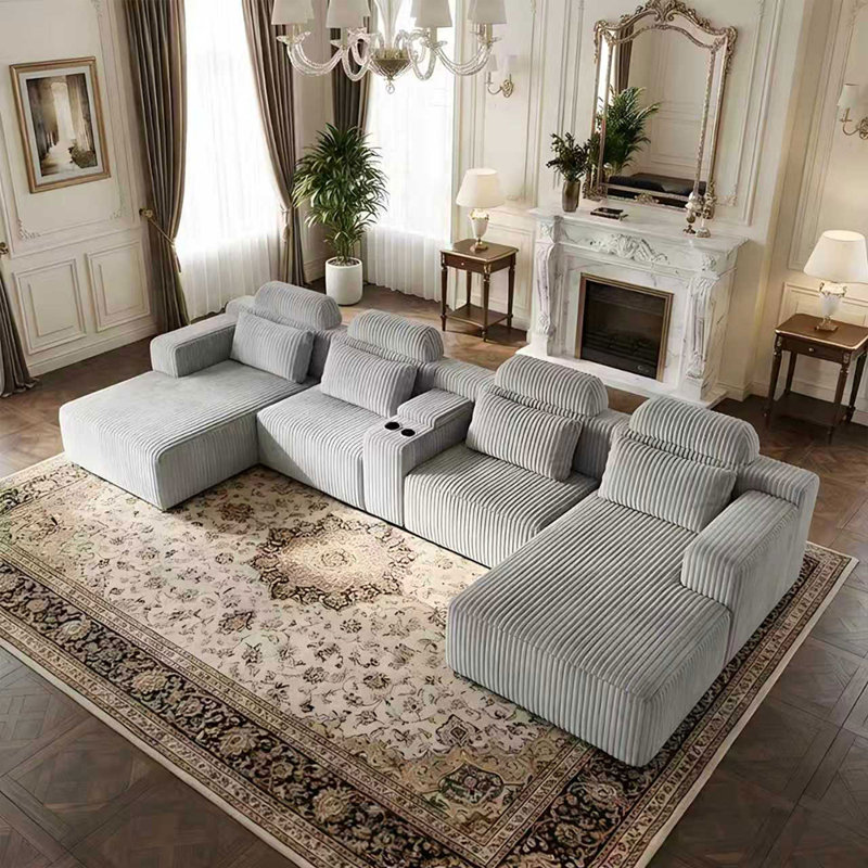 Canapé modulaire en velours 3 pièces Modern, Velours gris velours