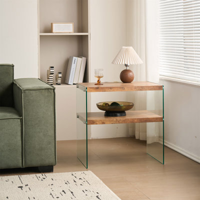 Table de bout en panneau de fibres à densité moyenne, table basse, table de chevet en noyer