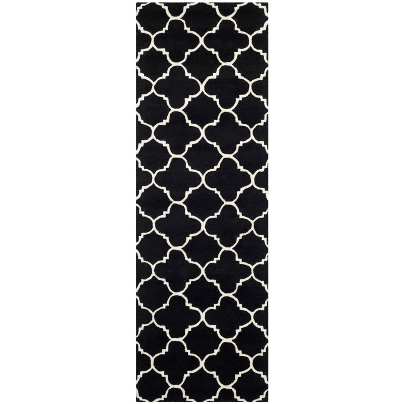 Tapis en laine touffeté à la main Carolene, Tapis de couloir 2 pi 3 po x 7 pi