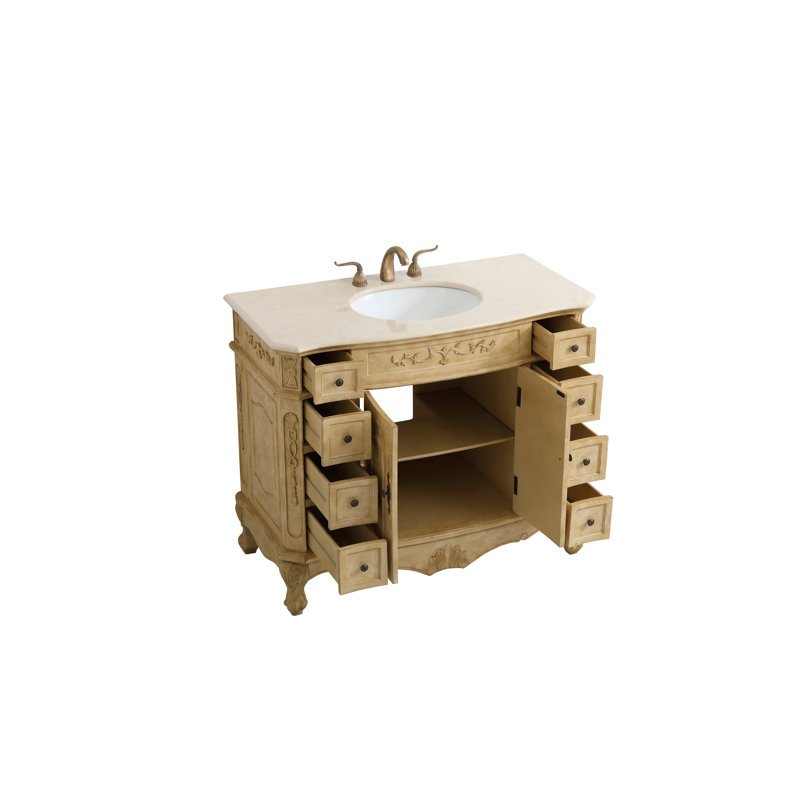 42'' Single Bathroom Vanity with Top, Antique White, Cream