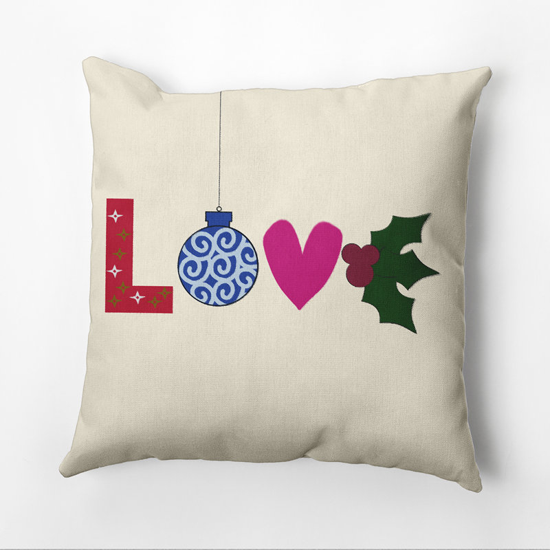 Housse de coussin carrée à imprimé « Love », H 20 po x l 20 po