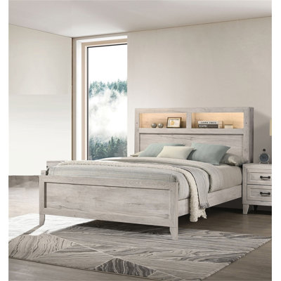 Lit simple de 1 lit simple avec tablettes de tête de lit et mobilier contemporain blanc clair