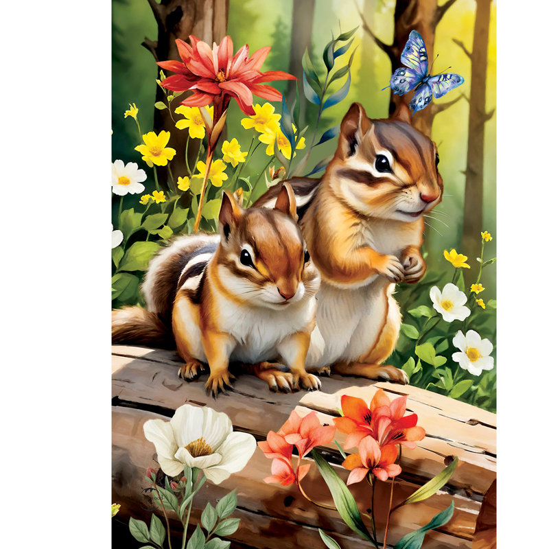 Drapeau de jardin Chipmunks, Tamias multicolores