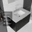 Meuble-lavabo de 76 cm (30 po) avec lavabo simple en céramique, comptoir et dosseret en marbre reconstitué, armoire flottante en contreplaqué, portes à fermeture amortie, noir-133387930