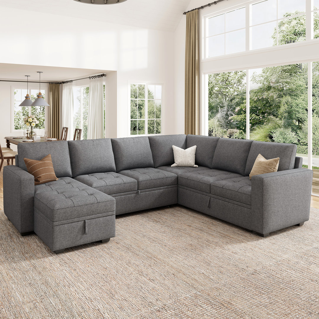 Latitude Run® U Shaped Sleeper Sectional Modular Sofa Bed With Storage Chaise Latitude Run® Body
