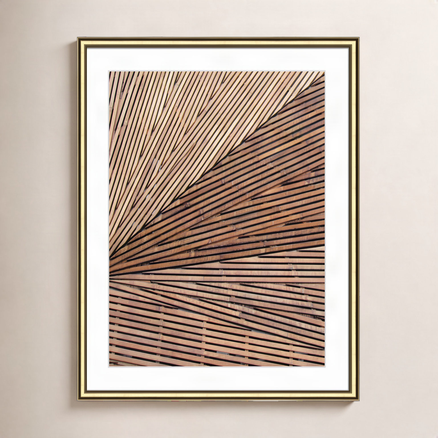 Fayette "Geometric Wood Panel 1" Print, Gold, 24.25" H x 18.25" W x 0.88" D