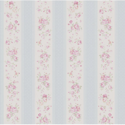 Maison Charme Vintage Rose Stripe Motif 10.05m x 53cm Wallpaper Roll