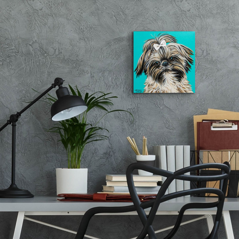 «Girly Shih Tzu» par Carolee Vitaletti, art mural en verre acrylique, H 12 po x l 12 po x P 0,13 po
