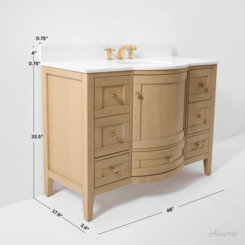 Lauren 48'' W Single Vanity, Oak, Gold