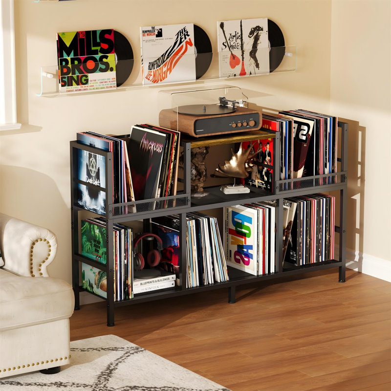 Record Player Stand with 3-Compartment Turntable Stand