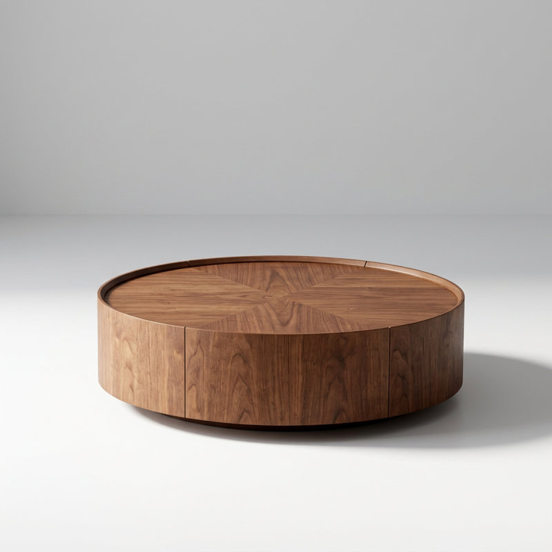 Table basse circulaire avec base en fer