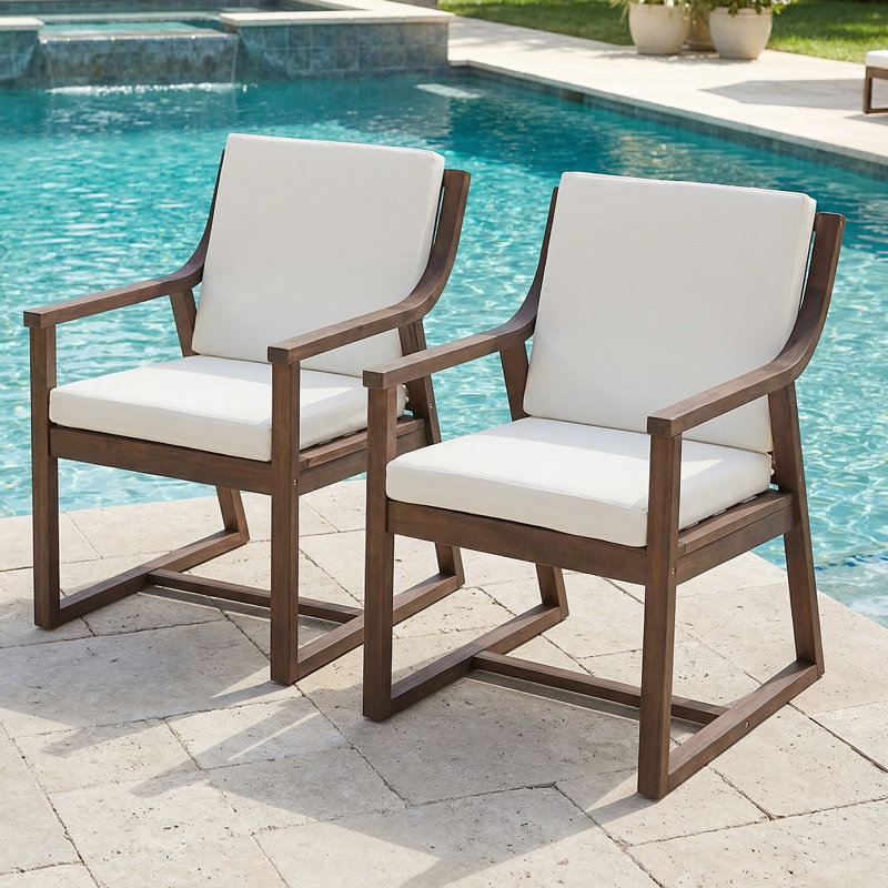 Ensemble de 2 fauteuils d'extérieur résistants aux intempéries avec coussins amovibles - idéal pour les ensembles de salle à manger de patio