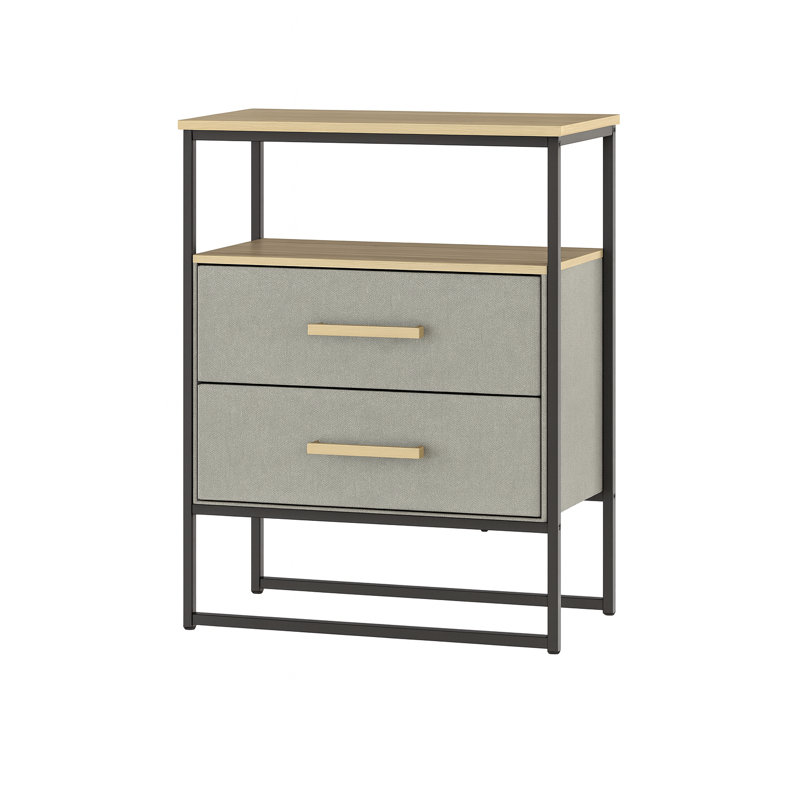 Zana 2 Drawer Fabric Storage Dresser – Durable Metal Frame, Sag-Proof Drawers & Wooden Top Shelf