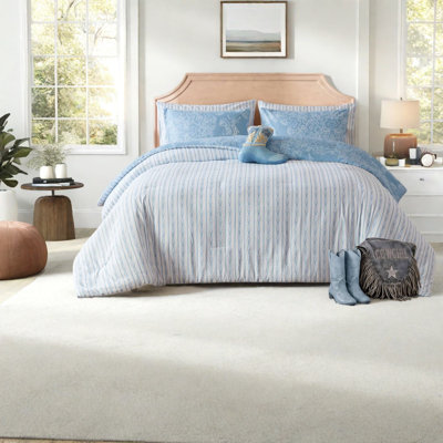 Ensemble de literie 1 pièce pour lit simple/1 pièce XL, couette bleue en microfibre style cowgirl western