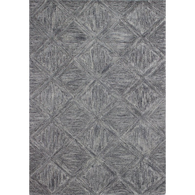 Terza Geometric Handmade Tufted Wool Area Rug in Gray