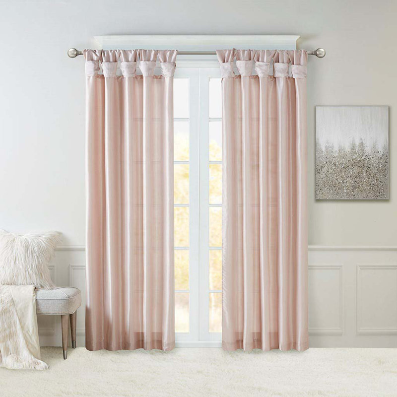 Panneau de rideau de fenêtre Twist Tab, Champagne, L 50 po x L 95 po
