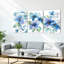 Ensemble de 3 reproductions d'art sur toile tendue à l'aquarelle bleue-6609390