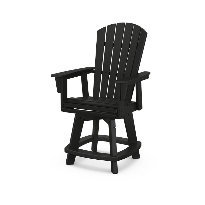 Chaise de comptoir pivotante Nautical Curveback Adirondack, 23,25 po, Noir, noir, noir, noir