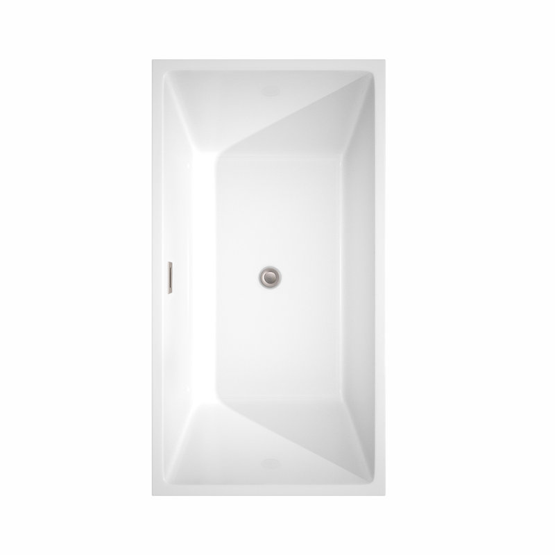 Sara 59'' x 32'' Soaking Acrylic Bathtub, Brushed Nickel