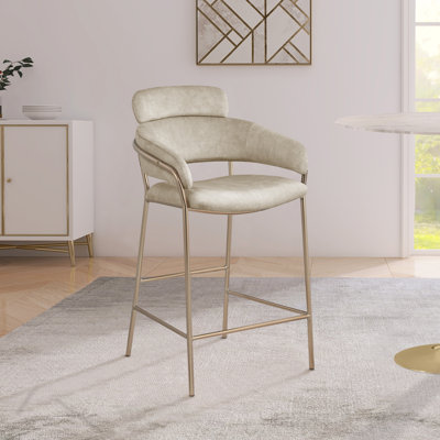 Yara Beige Velvet Counter Stool