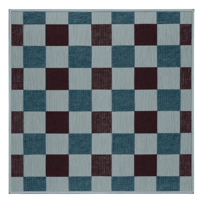 Machine Washable Checkered Blue Area Rug